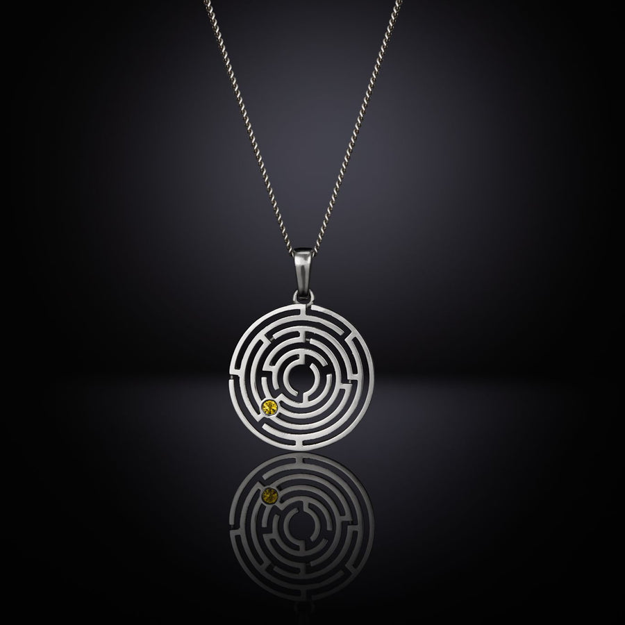 Labyrinth Pendant - Platinum